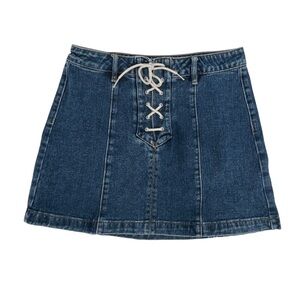 Kendall & Kylie Lace Up Denim Jean Mini Skirt Size 26 Women’s